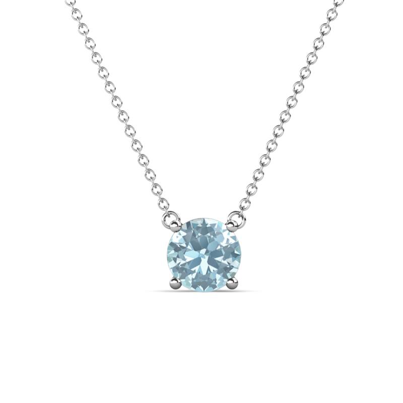 Juliana 7.00 mm Round Aquamarine Solitaire Pendant Necklace 