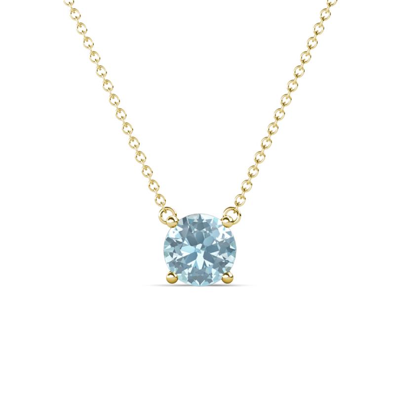 Juliana 7.00 mm Round Aquamarine Solitaire Pendant Necklace 