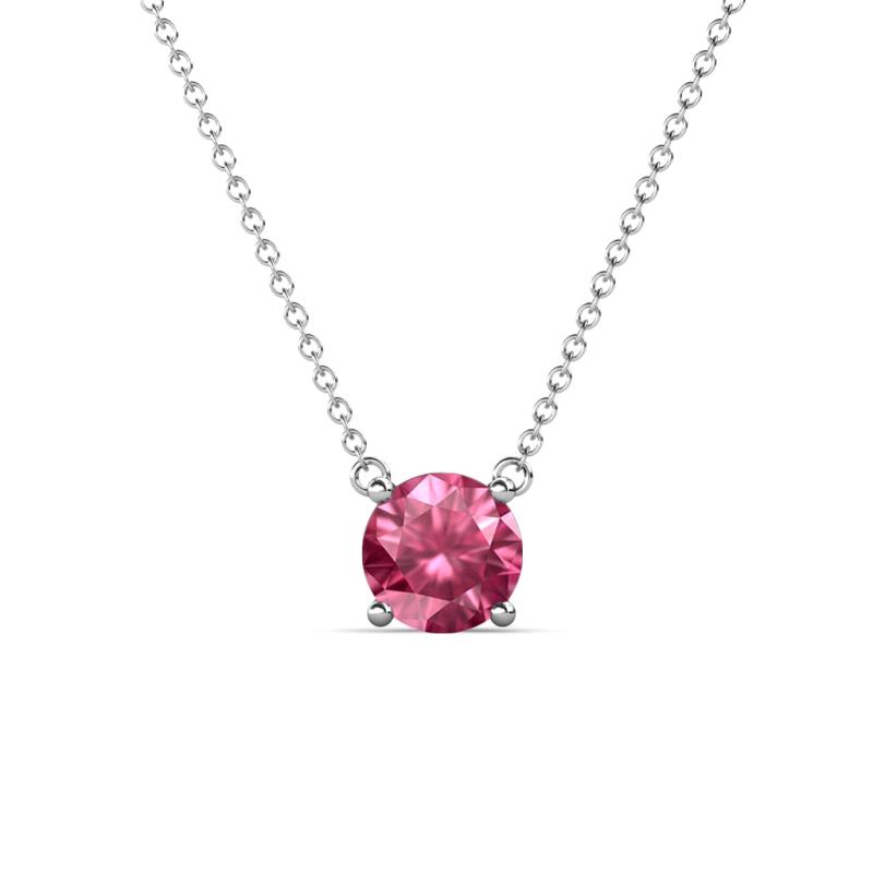 Juliana 7.00 mm Round Pink Tourmaline Solitaire Pendant Necklace 