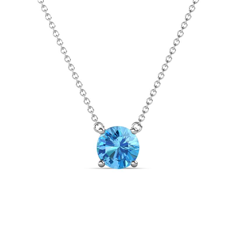 Juliana 7.00 mm Round Blue Topaz Solitaire Pendant Necklace 