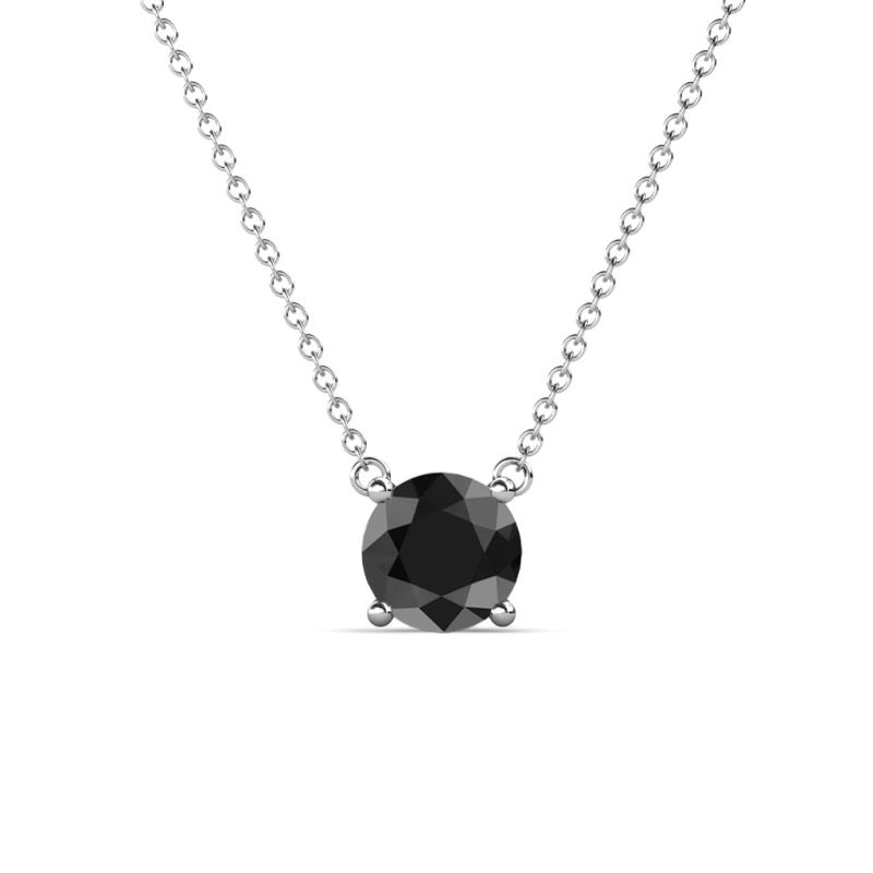 Juliana 7.00 mm Round Black Diamond Solitaire Pendant Necklace 