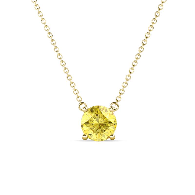 Juliana 7.00 mm Round Yellow Sapphire Solitaire Pendant Necklace 