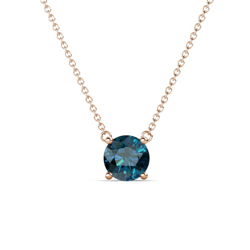 Juliana 7.00 mm Round Blue Diamond Solitaire Pendant Necklace 