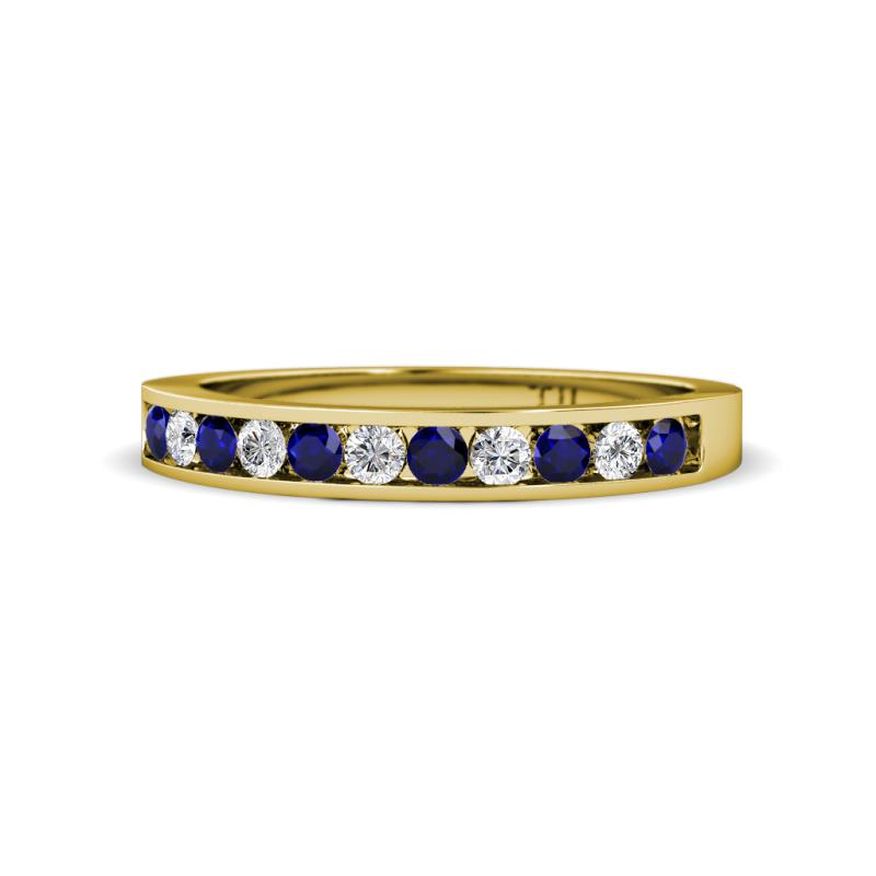 Kathiryn 1.70 mm Blue Sapphire and Diamond 11 Stone Wedding Band 