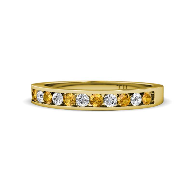 Kathiryn 1.70 mm Citrine and Diamond 11 Stone Wedding Band 