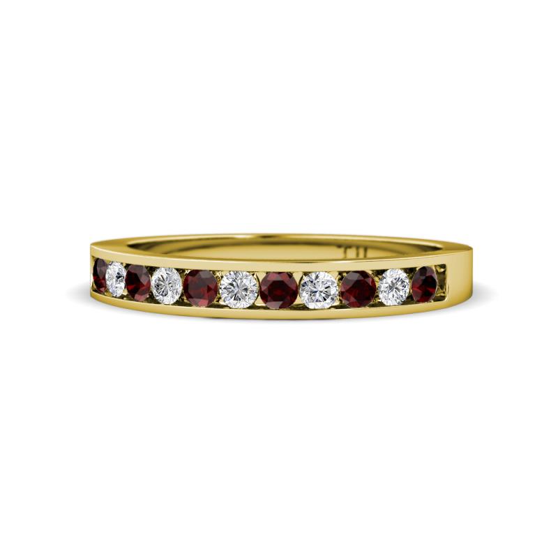 Kathiryn 1.70 mm Red Garnet and Diamond 11 Stone Wedding Band 