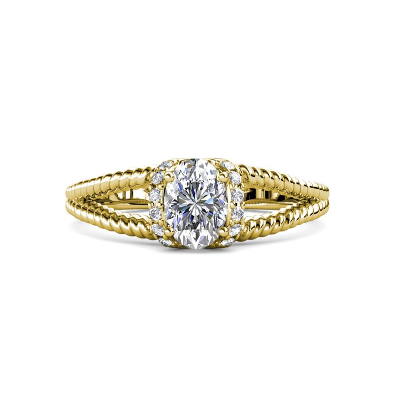 Ana Desire Oval Cut Diamond Twist Rope Split Shank Engagement Ring 