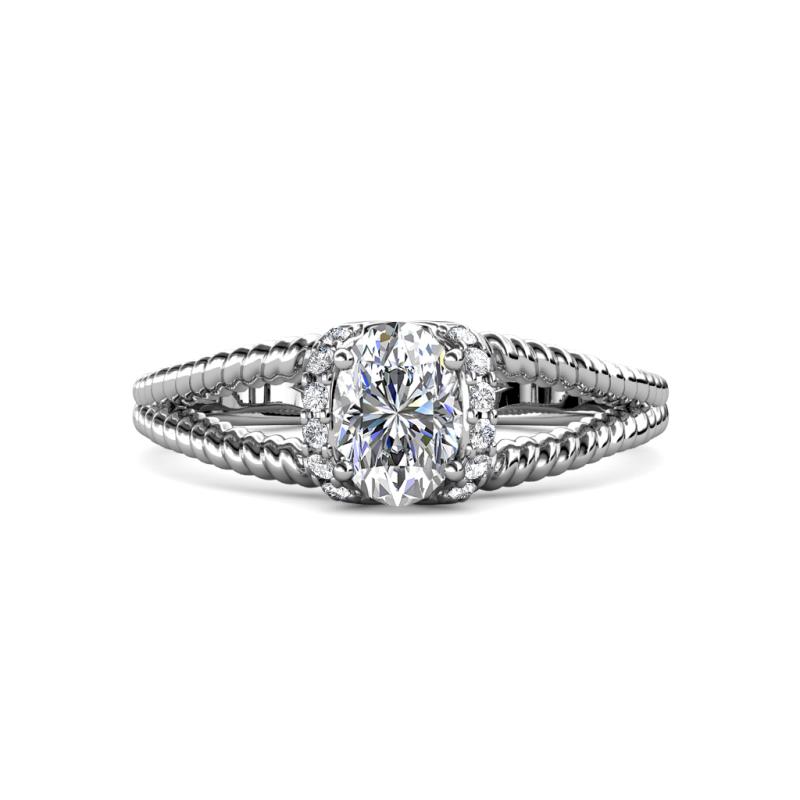 Ana Desire Oval Cut Diamond Twist Rope Split Shank Engagement Ring 