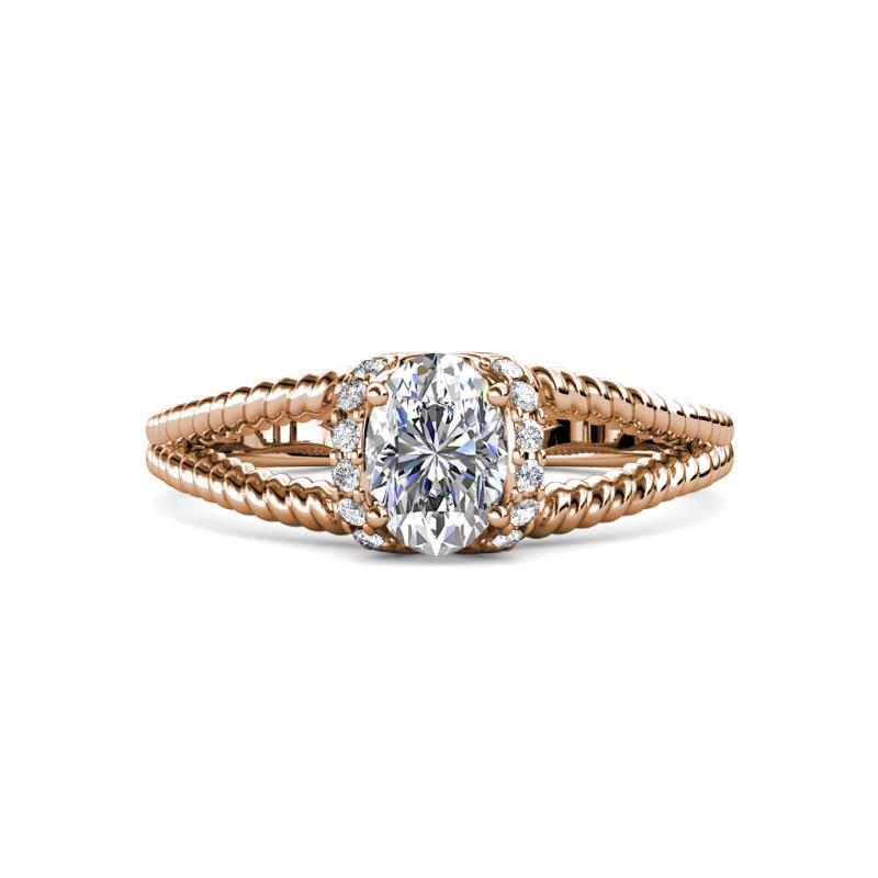 Ana Desire Oval Cut Diamond Twist Rope Split Shank Engagement Ring 
