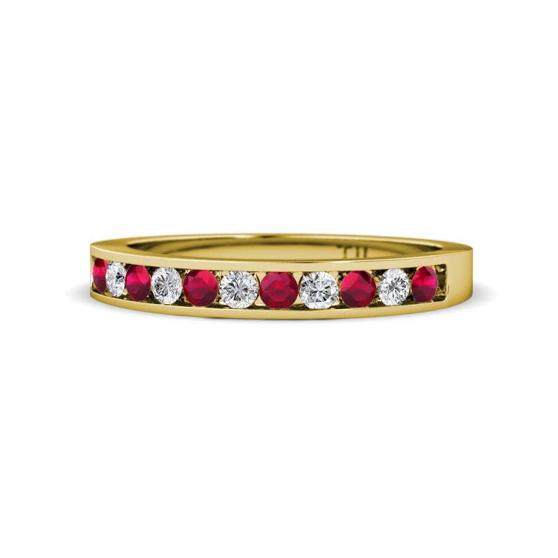 Kathiryn 1.70 mm Ruby and Diamond 11 Stone Wedding Band 