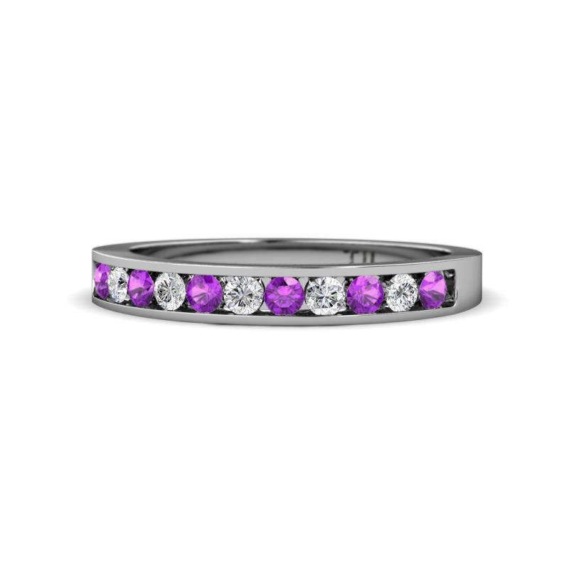 Kathiryn 1.70 mm Amethyst and Diamond 11 Stone Wedding Band 