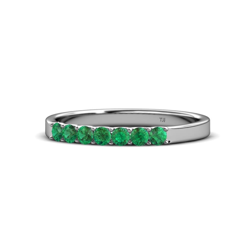 Fiala 2.40 mm Emerald 7 Stone Wedding Band 