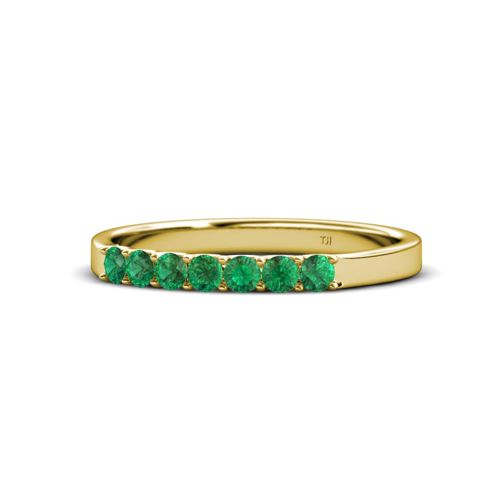 Fiala 2.40 mm Emerald 7 Stone Wedding Band 