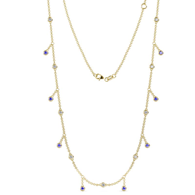 Belina (17 Stn/2mm) Round Tanzanite and Diamond Drop Station Necklace 