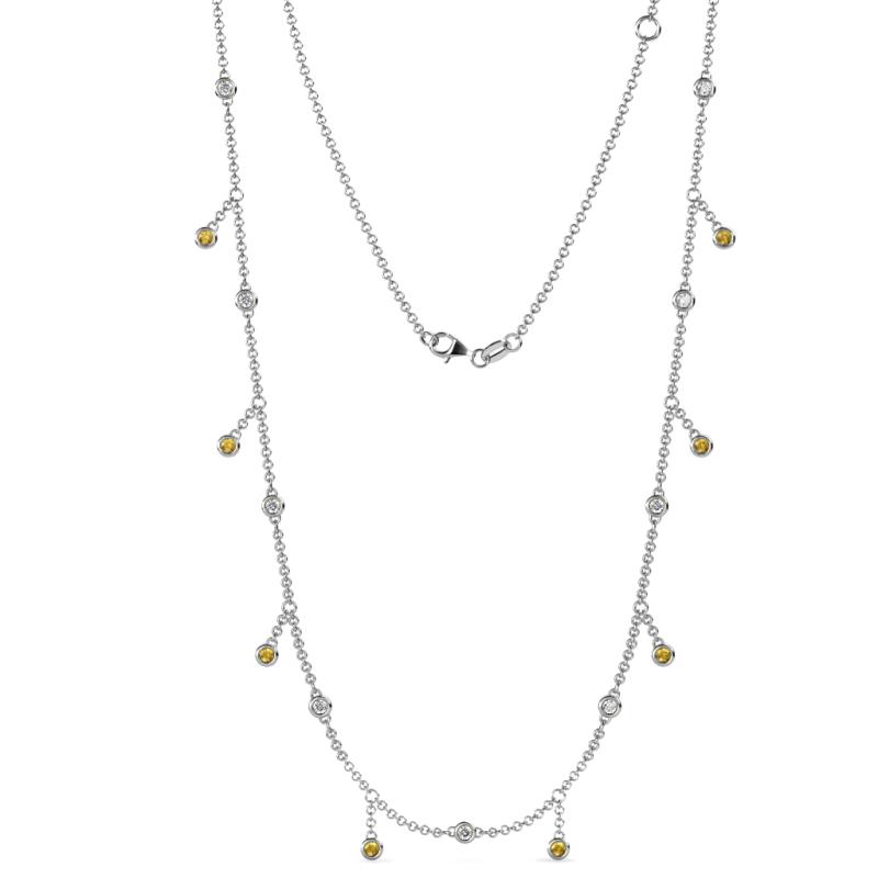 Belina (17 Stn/2mm) Round Citrine and Diamond Drop Station Necklace 