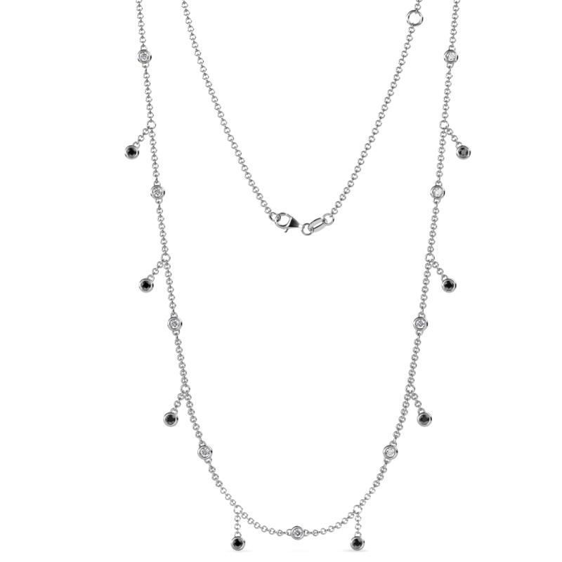 Belina (17 Stn/2mm) Black and White Diamond Drop Station Necklace 