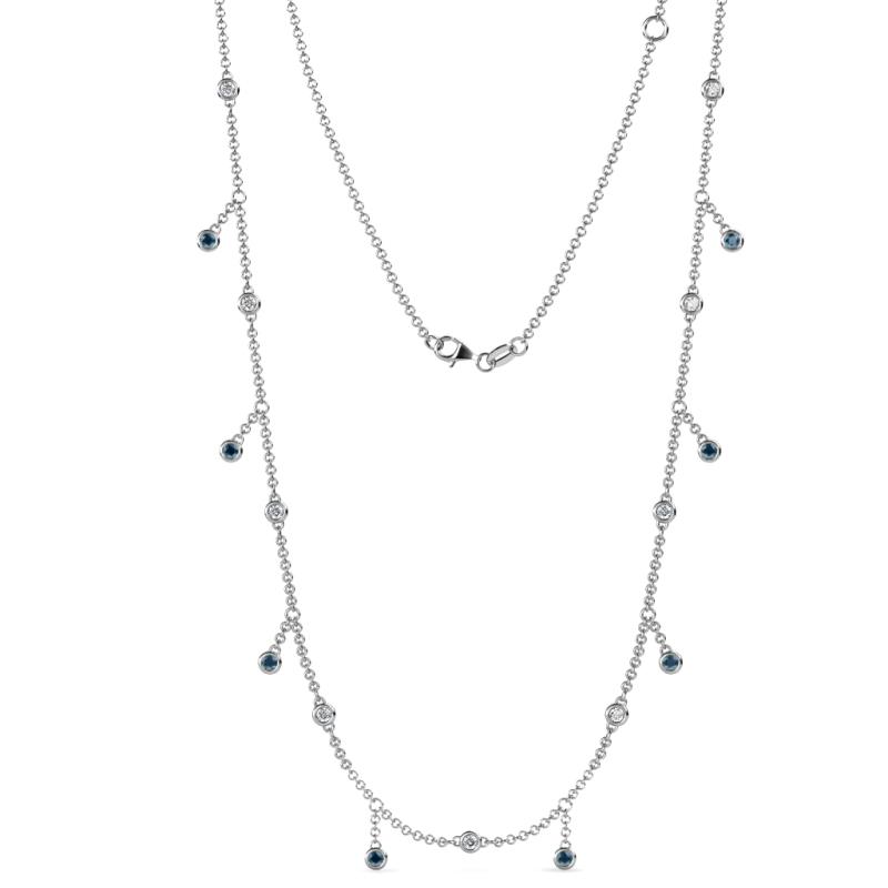 Belina (17 Stn/2mm) Blue and White Diamond Drop Station Necklace 