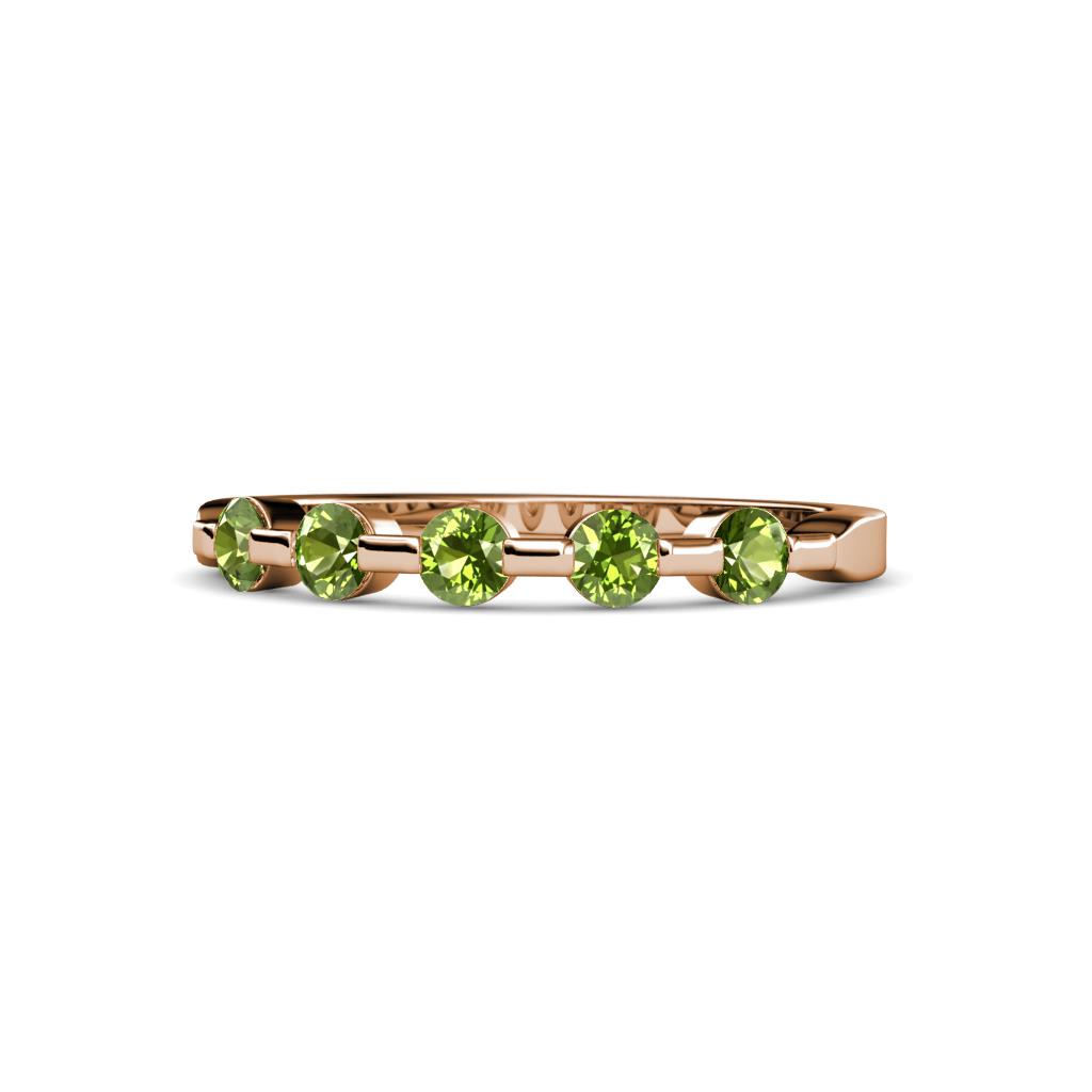 Keva 2.60 mm Peridot 5 Stone Wedding Band 
