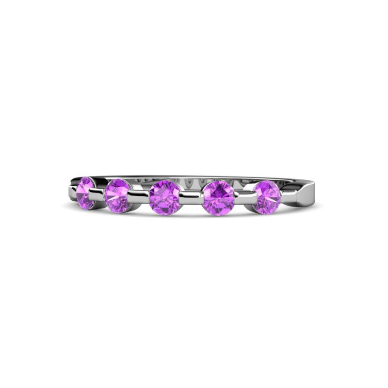 Keva 2.60 mm Amethyst 5 Stone Wedding Band 