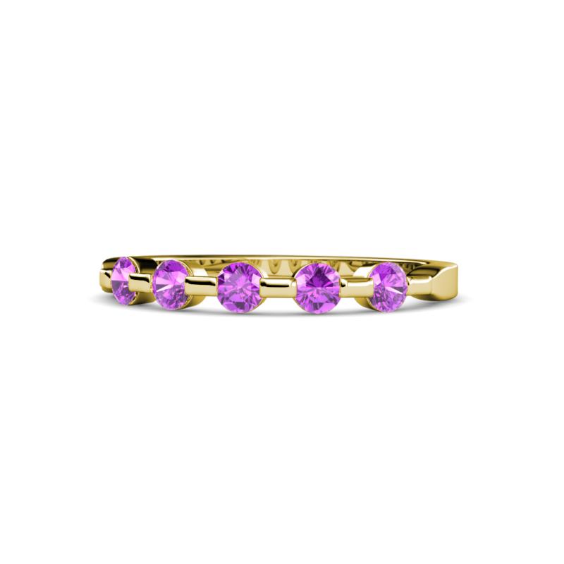 Keva 2.60 mm Amethyst 5 Stone Wedding Band 