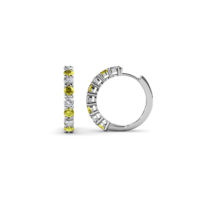 Raya Round Yellow and White Diamond Hoop Earrings 