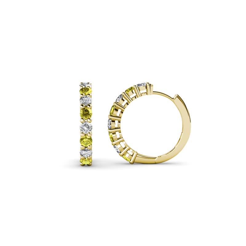Raya Round Yellow and White Diamond Hoop Earrings 