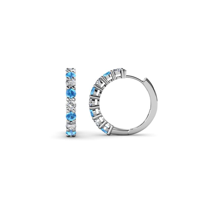 Raya Round Blue Topaz and Lab Grown Diamond Hoop Earrings 