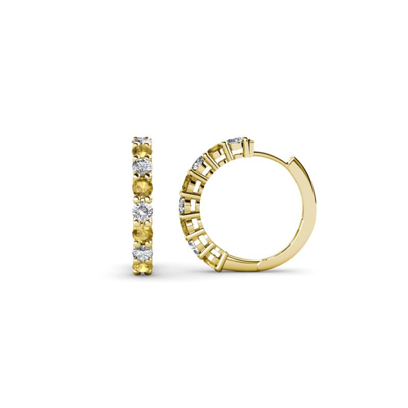 Raya Round Citrine and Lab Grown Diamond Hoop Earrings 