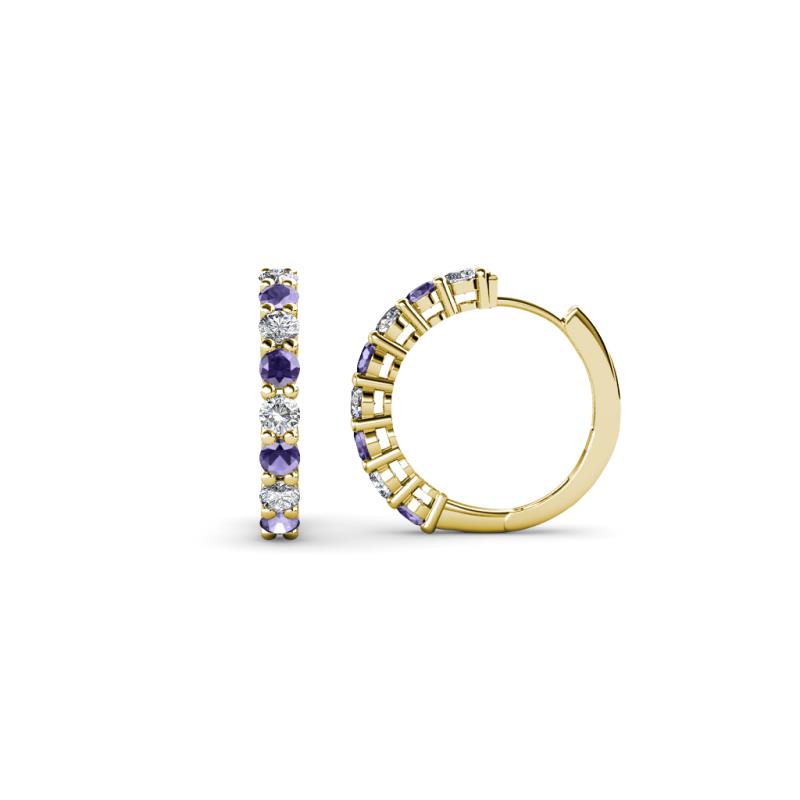 Raya Round Iolite and Lab Grown Diamond Hoop Earrings 