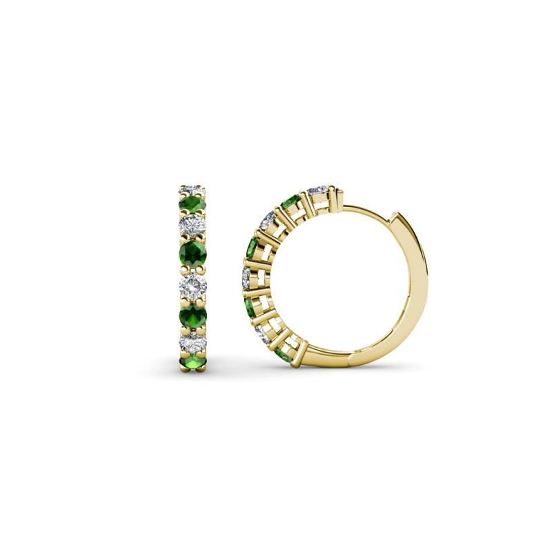 Raya Round Green Garnet and Lab Grown Diamond Hoop Earrings 