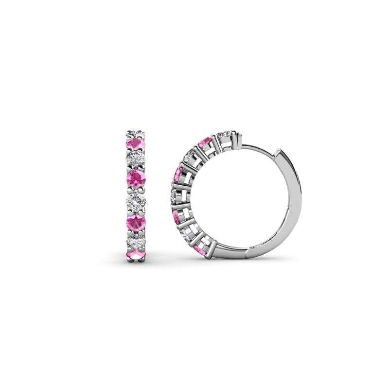 Raya Round Pink Sapphire and Lab Grown Diamond Hoop Earrings 