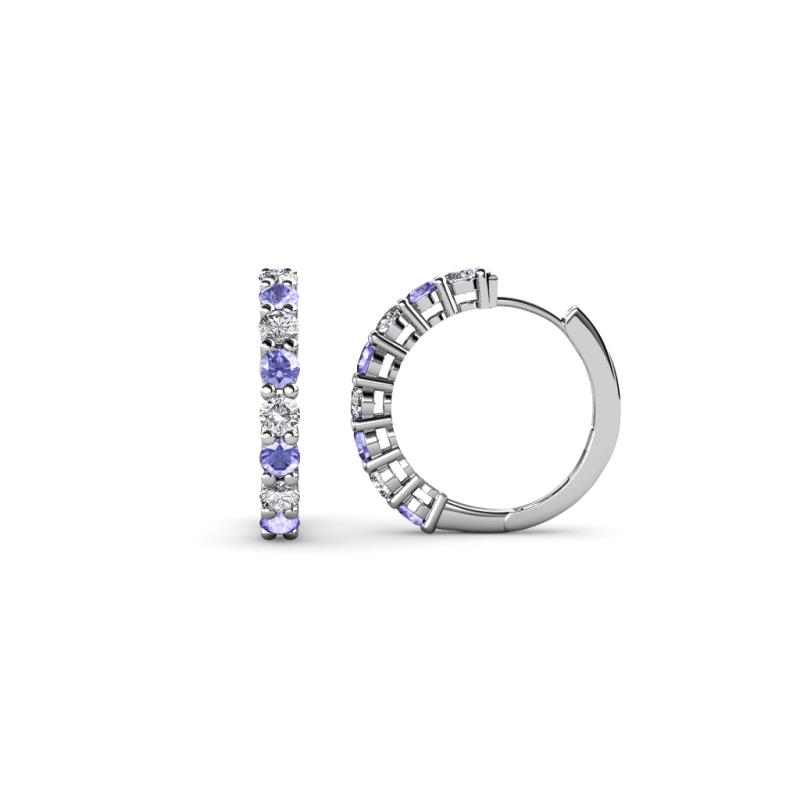 Raya Round Tanzanite and Lab Grown Diamond Hoop Earrings 