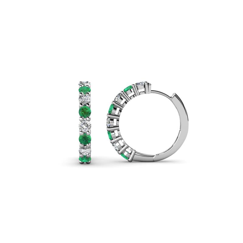 Raya Round Emerald and Lab Grown Diamond Hoop Earrings 