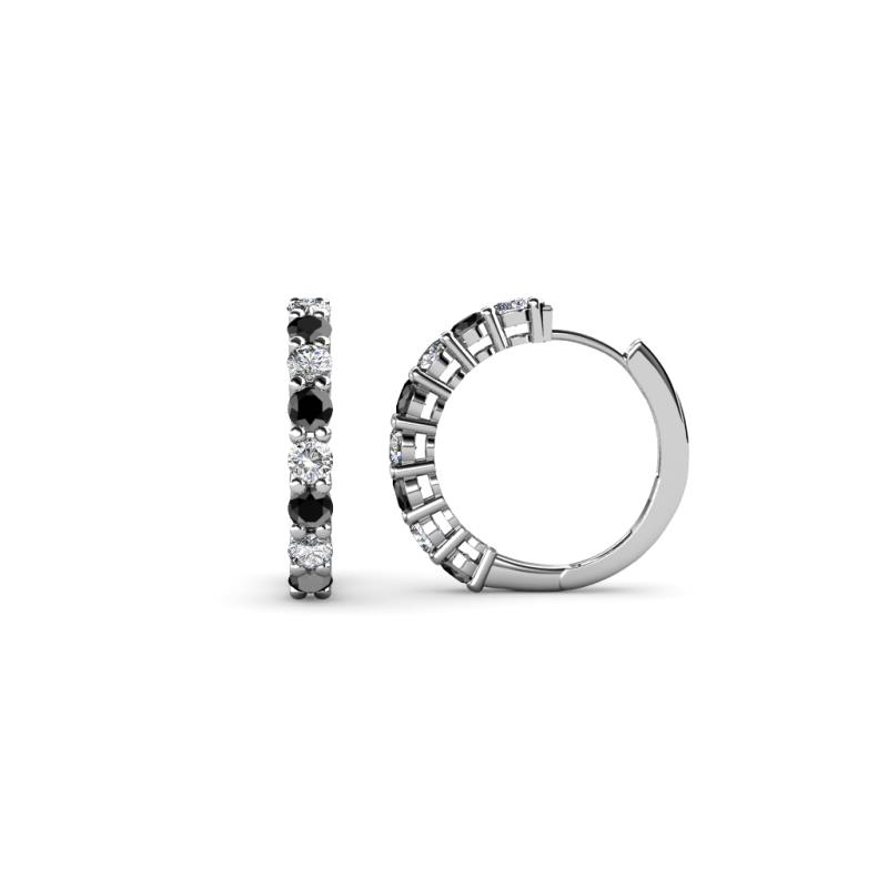Raya Round Black and White Lab Grown Diamond Hoop Earrings 