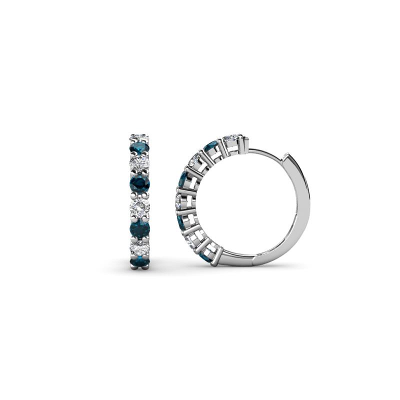 Raya Round Blue and White Lab Grown Diamond Hoop Earrings 