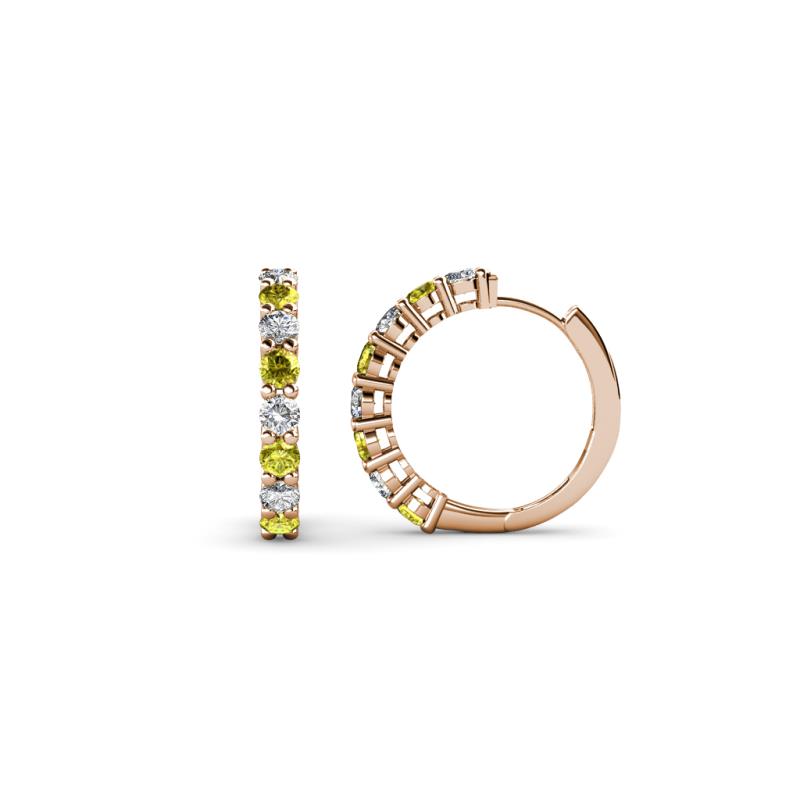 Raya Round Yellow and White Diamond Hoop Earrings 