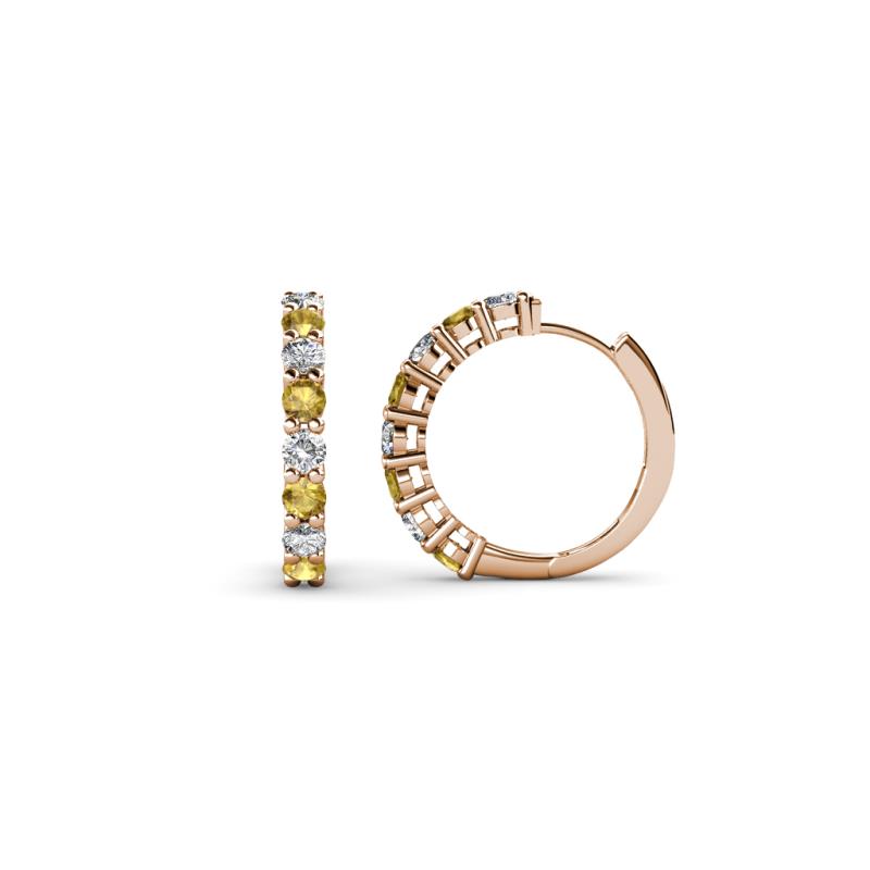 Raya Round Citrine and Lab Grown Diamond Hoop Earrings 