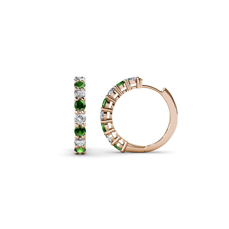 Raya Round Green Garnet and Lab Grown Diamond Hoop Earrings 