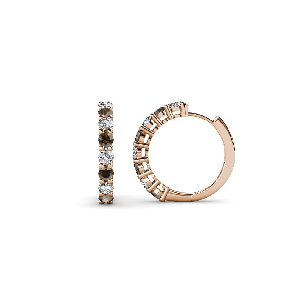 Raya Round Smoky Quartz and Lab Grown Diamond Hoop Earrings 
