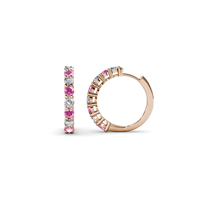 Raya Round Pink Sapphire and Lab Grown Diamond Hoop Earrings 