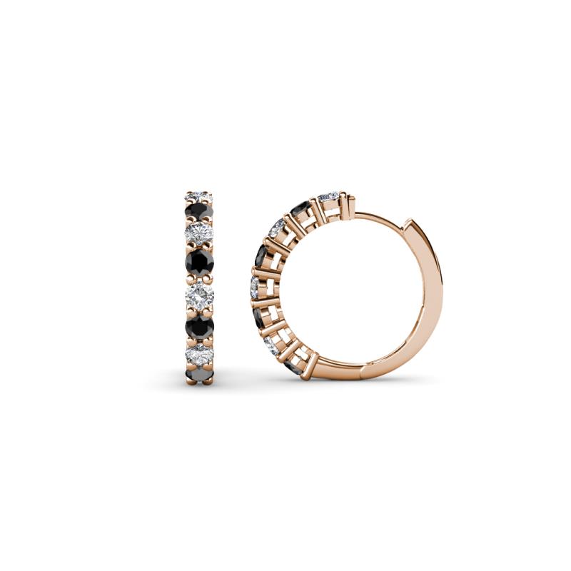 Raya Round Black and White Lab Grown Diamond Hoop Earrings 