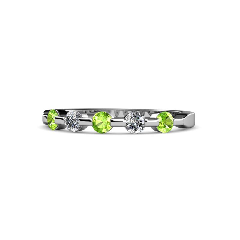 Keva 2.60 mm Peridot and Diamond 5 Stone Wedding Band 