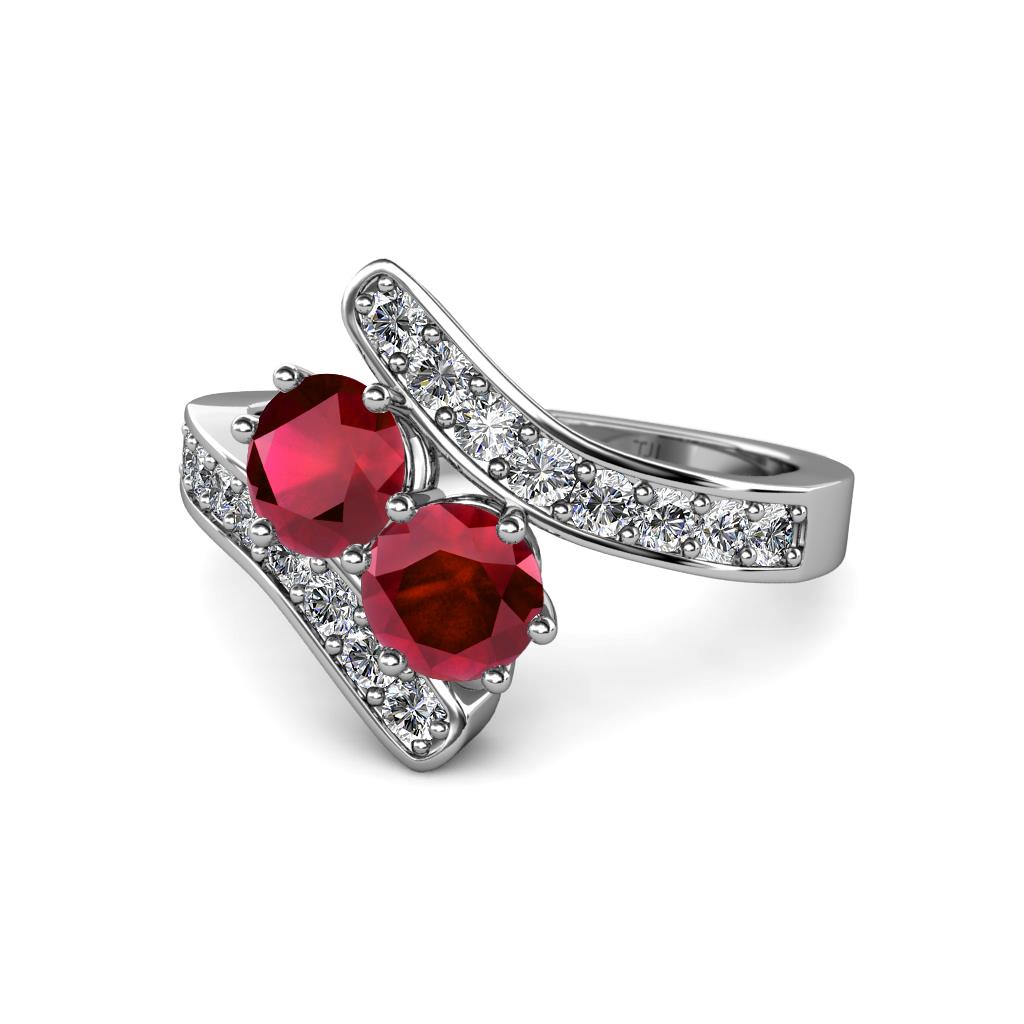 Eleni Ruby with Side Diamonds Bypass Ring 