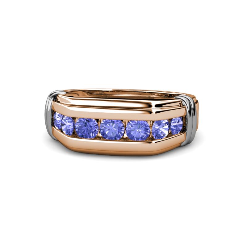 Brad Round Tanzanite 7 Stone Men Wedding Ring
