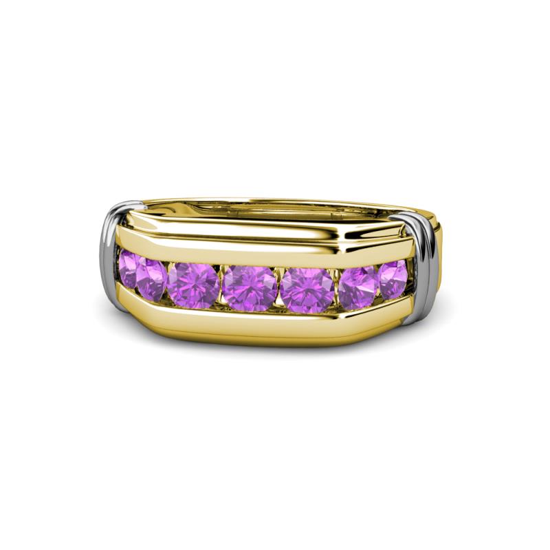 Brad Round Amethyst 7 Stone Men Wedding Ring
