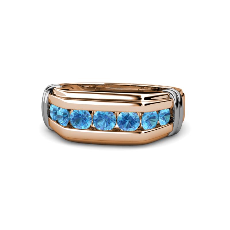 Brad Round Blue Topaz 7 Stone Men Wedding Ring