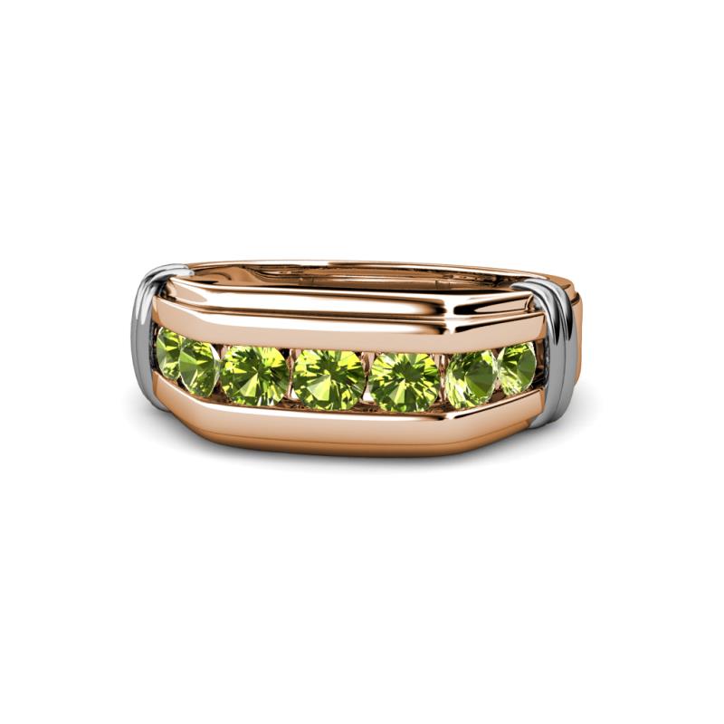 Brad Round Peridot 7 Stone Men Wedding Ring