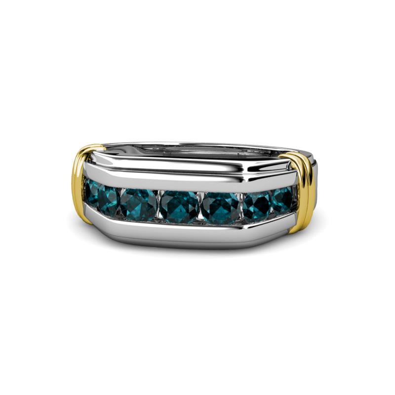 Brad Round London Blue Topaz 7 Stone Men Wedding Ring