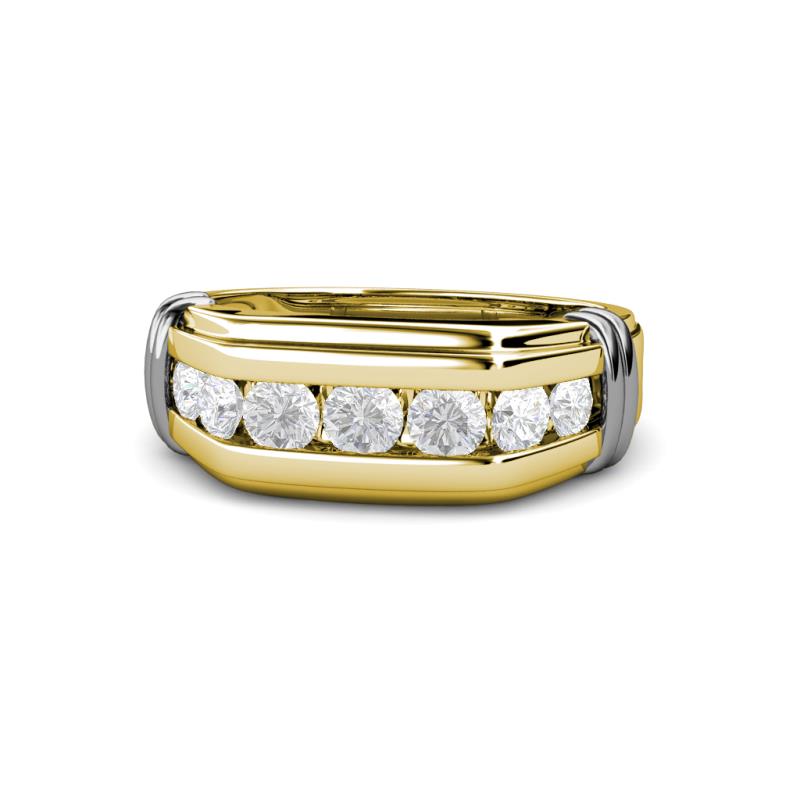 Brad Round White Sapphire 7 Stone Men Wedding Ring