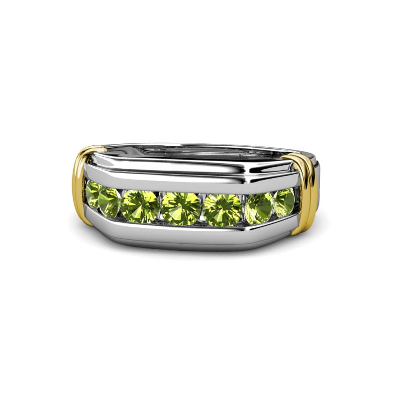 Brad Round Peridot 7 Stone Men Wedding Ring